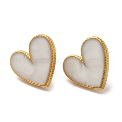 Серьги-гвоздики в форме сердца из нержавеющей стали 304 с ионным покрытием (IP) EJEW-C114-11B-G