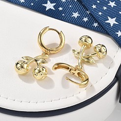 Латунные серьги-кольца с вишней&nbsp;EJEW-R016-04P