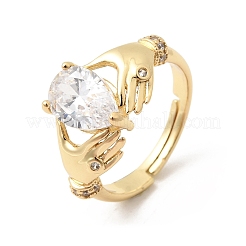 Латунные кольца с цирконием микро паве для женщин&nbsp;RJEW-K312-04G