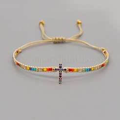 Регулируемые нейлоновые шнур плетеный браслеты из бисера BJEW-C011-08E