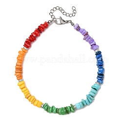 Браслеты на ногу из натуральных окрашенных пресноводных ракушек с бусинами в форме чакры AJEW-AN00745