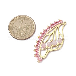 Ограненные круглые подвески из натурального розового кварца и стеклянных бусин PALLOY-MZ00219