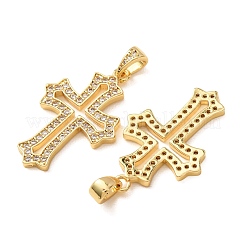 Pendenti in zirconi cubici trasparenti in micro pavè di ottone&nbsp;CU-CBA1321-01G