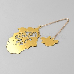 亜鉛合金エナメルブックマーク  金属製の花のペンダントブックマーク  パールピンク  190mm  花：70x49x0.8mm  ペンダント：19x28x0.8mm&nbsp;AJEW-WH20006-79D