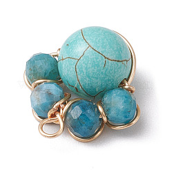 4 шт. 4 стиля подвески из граненых бусин из натуральных и синтетических смешанных драгоценных камней PALLOY-TA00168-01