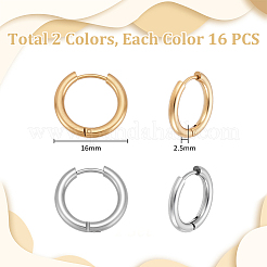 32 pieza de pendientes de aro huggie de acero inoxidable 202 de 2 colores&nbsp;EJEW-UN0003-19