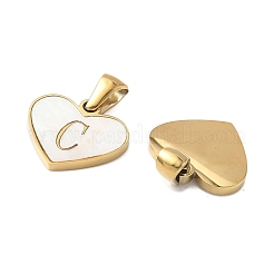 Сердце из натуральной белой ракушки из нержавеющей стали 304 с подвесками в виде инициалов STAS-R168-25G-C