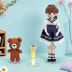 ミニプラスチック＆メタルドールディスプレイスタンド  DIYモペットメイキングキッズ写真小道具装飾アクセサリー用  ホワイト  69.5x61x100~120mm&nbsp;AJEW-WH0696-631B