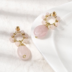 Натуральный розовый кварц&nbsp;EJEW-G454-01G-05