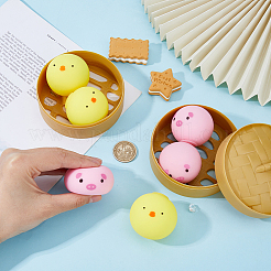 2 набор 2 цветов tpr имитация паровой плюшевой булочки игрушка для снятия стресса&nbsp;AJEW-DR0001-38