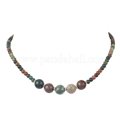 Colliers de perles rondes en agate indienne naturelle dégradée&nbsp;NJEW-JN05952-03