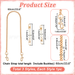 3 Stück 3 Stile Taschengriffe aus Kunststoff mit Kunstperlen und Panzerkette aus Eisen&nbsp;DIY-WR0002-71B