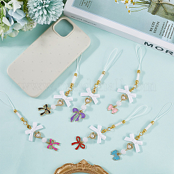 20 шт. ремешки для мобильного телефона из эмали и акрила с бантом HJEW-SC00135