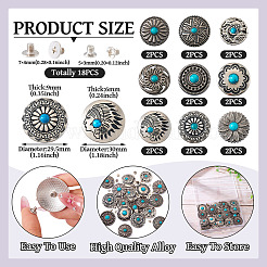 18 комплект 9-х стилей декоративных заклепок из сплава BUTT-TA0001-20