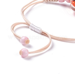 Bracciale a maglia a fiore pressato a secco fatto a mano per donna ragazza&nbsp;BJEW-C004-01K