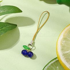 チェリーガラス＆アクリル携帯ストラップ  携帯アクセサリー  ミックスカラー  75.5mm  2個/セット&nbsp;HJEW-JM02933