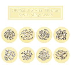 140шт 8 стиля бусины из сплава в тибетском стиле TIBEB-FS0001-18