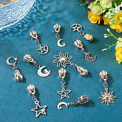 18 шт. 9 стиля сплава сменные ползунки молнии с подвесками в виде солнца HJEW-TAC0088