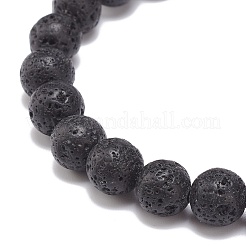 Bracciale elasticizzato in pietra lavica naturale&nbsp;BJEW-JB08553-02