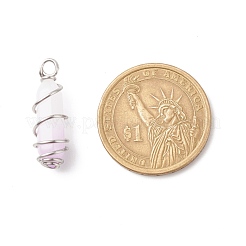 Pendentifs pointus à double borne en jade blanc violet naturel&nbsp;PALLOY-JF01686-06