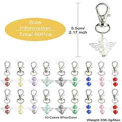 60 шт. 10-х цветные подвесные украшения в виде ангела из акрила и сплава&nbsp;HJEW-CJ00064