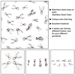 40個 4スタイル 304ステンレススチールペンダントピンチベイル  ステンレス鋼色  13~19mm  穴：4~6x3.5~4mm  10個/スタイル&nbsp;STAS-UN0029-91
