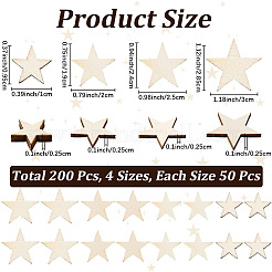 200 pz 4 stili di trucioli di legno non rifiniti&nbsp;WOOD-CN0001-31