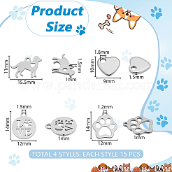 60шт 4 стиля подвески из нержавеющей стали STAS-GA0001-94
