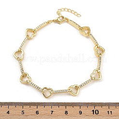 Латунные браслеты-цепочки с микропаве из прозрачных кубических цирконий для женщин BJEW-F504-10G