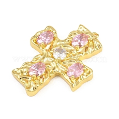 Pendentifs en laiton micro pavé de zircons cubiques roses&nbsp;CU-CBAD306-06G