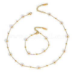 Браслеты и ожерелья из плетеной цветочной цепочки из нержавеющей стали для женщин AC0915-1