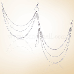 2 шт. 2 стиля сплава 3 слоя цепи ремень с кисточками для брюк&nbsp;AJEW-GF0011-95