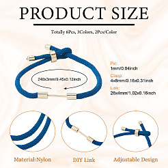 6шт 3-цветный плетеный нейлоновый шнур для изготовления браслета&nbsp;MAK-TA0001-27