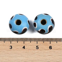 手作りランプワークビーズ  水玉模様のロンデル  ブルー  14~16x10~12.5mm  穴：3~4mm&nbsp;BLOW-D006-06D