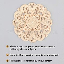 Artisanat d'applique onlay sculpté en bois massif naturel&nbsp;WOOD-WH0101-58