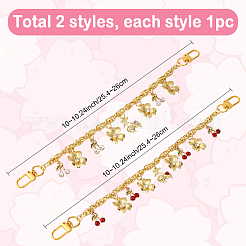 2 шт. 2 стиля латунных сумочных декоративных цепочек&nbsp;PURS-SC0001-03