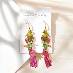 Болтающийся серьги сплава горный хрусталь EJEW-D300-01G-02