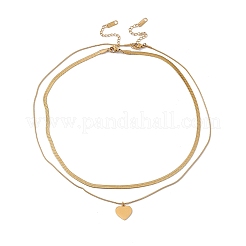 Ensemble de colliers avec pendentif en forme de cœur en acier inoxydable 304 plaqué ionique (IP)&nbsp;NJEW-G090-06G