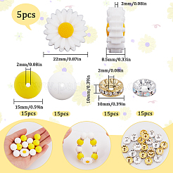 Набор для изготовления бижутерии из силиконовых и латунных бусин в виде цветка ромашки своими руками DIY-SC0025-42