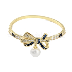 Bracelets à charnière avec nœud papillon en zircone cubique pavé de laiton pour femmes&nbsp;BJEW-R317-03G-02