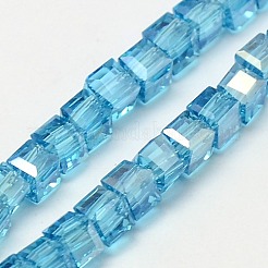 Гальванические стеклянные бусины EGLA-J028-4x4mm-AB08