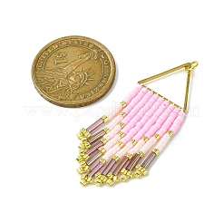 ミユキ ラウンド ロカイユ シードビーズ ビーズチャーム  矢のタッセルペンダント  パールピンク  55.5x19x2mm  穴：3mm&nbsp;PALLOY-MZ00211