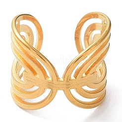 Ионное покрытие (ip) полые открытые манжетные кольца из нержавеющей стали 304 RJEW-D006-04G