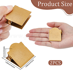 真鍮製の正方形のメモ用紙クリップ  事務用品  ゴールドカラー  43x43x21mm  2pc&nbsp;AJEW-CP0011-73A