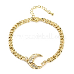 Bracelets en laiton à breloques en zircone cubique transparente&nbsp;BJEW-M050-01G-02