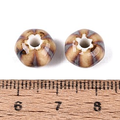 ヴィンテージの手作り磁器ビーズ  カボチャの形  アンティーク調の釉薬をかけたセラミックビーズ  ペルー  10~11x7~8mm  穴：2~2.5mm&nbsp;PORC-Q006-07D