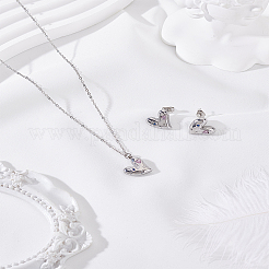 Комплекты из ожерелий и серег-гвоздиков из нержавеющей стали с разноцветными кубическими цирконами в форме сердца для женщин&nbsp;SJEW-LP0001-42P