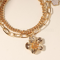 Сплав белый цветок подвеска двухслойная цепь браслеты для щиколотки для женщин FS-WG4B964-01
