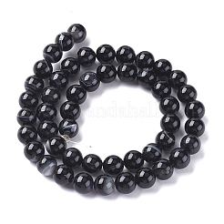 Fili di perline agata nero naturale&nbsp;G-G582-4mm-60
