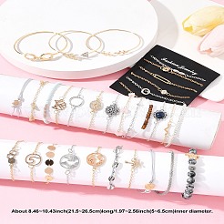 8 комплект из 8-х стилей браслетов из железного сплава для женщин BJEW-FS0001-10